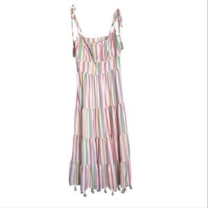 Chicwish Pink and Blue Ruched Spaghetti Strap Sundress